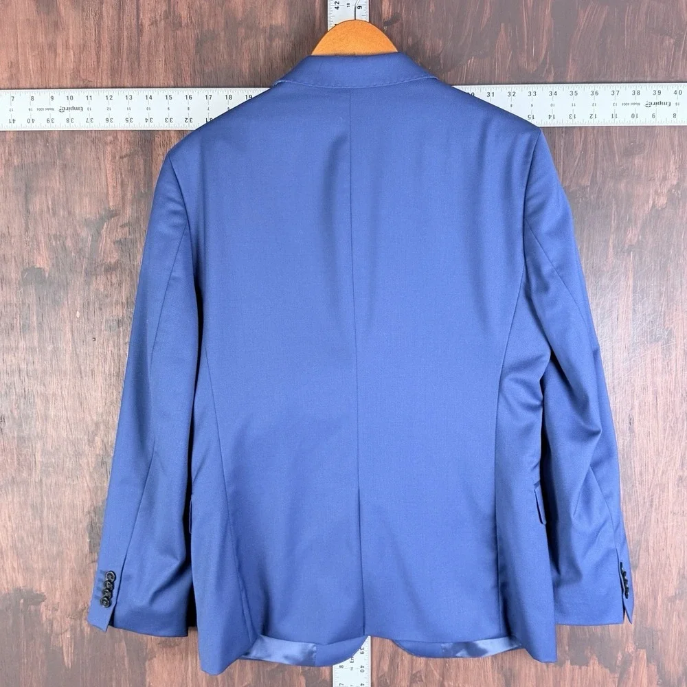ZIGNONE FABRIC BYTOM Blazer‎ Royal BLUE STRETCH WOOL Made In Italy Mens Medium